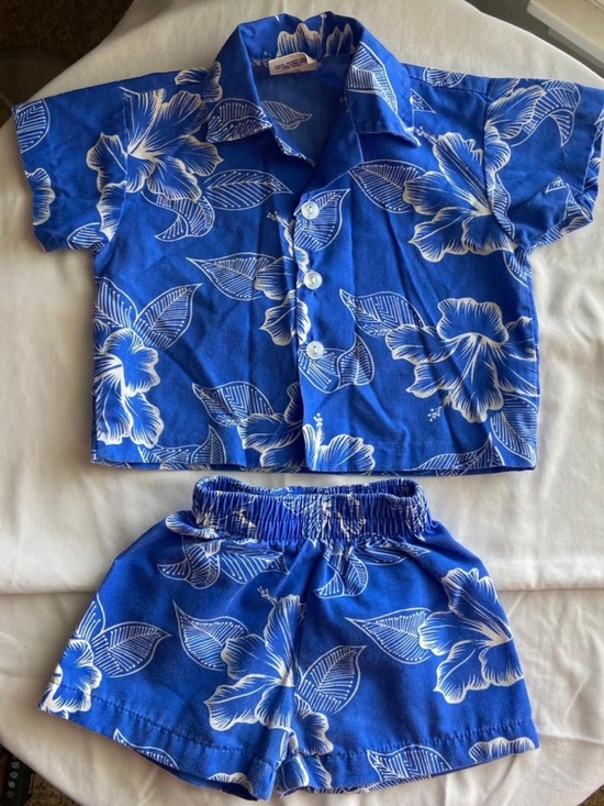 Nui Nalu Other - Nui Nalu Hawaii Boys Blue Hawaiian Shirt & Shorts Set Made in USA
